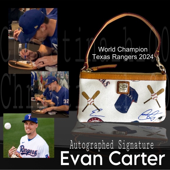 Autographed EVAN CARTER World Champion Texas Ranger licensed Dooney & Bourke MLB - Picture 1 of 4